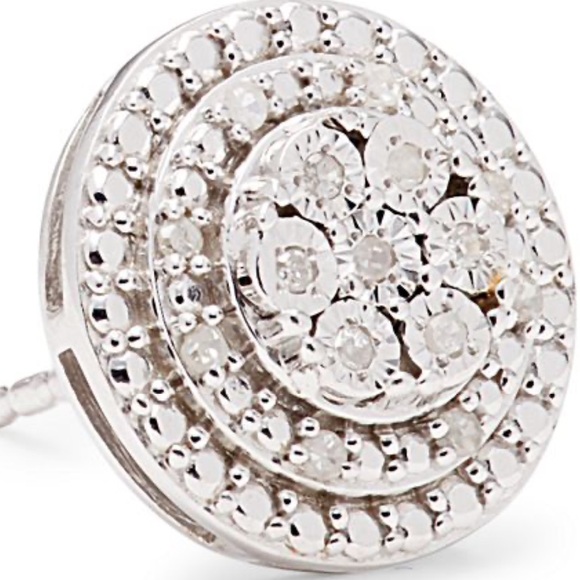 - .09 TCW Diamond & 925 sterling Silver stud earrings-EFFY ENY - Picture 13 of 17